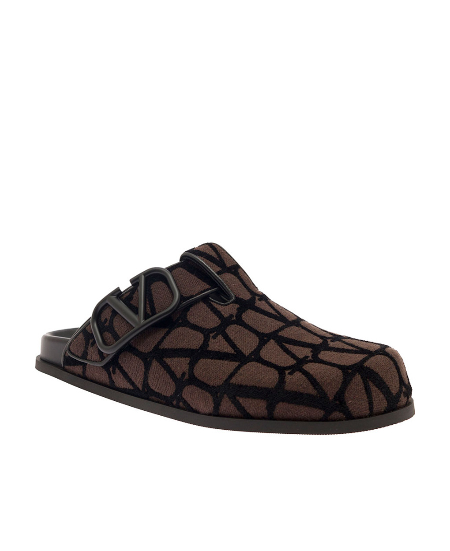 Valentino V Logo Signature Slippers In Black