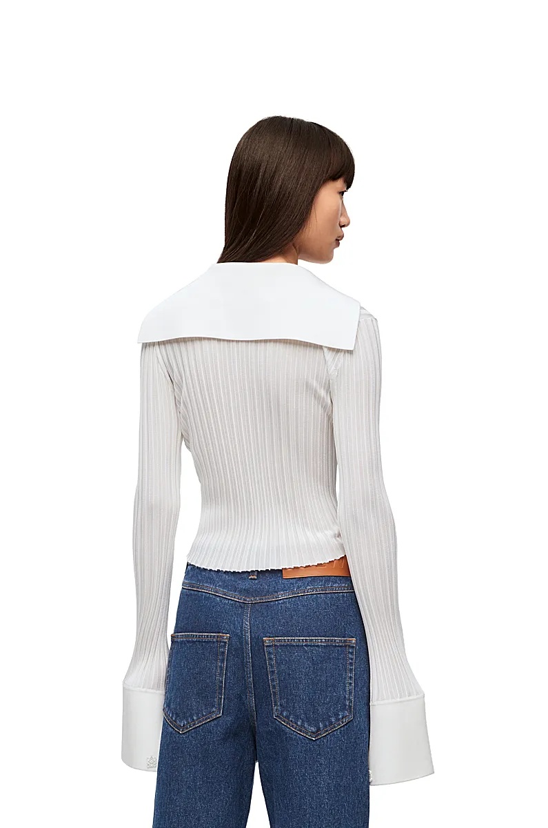 Loewe Long-sleeved Knitted Cardigan In White