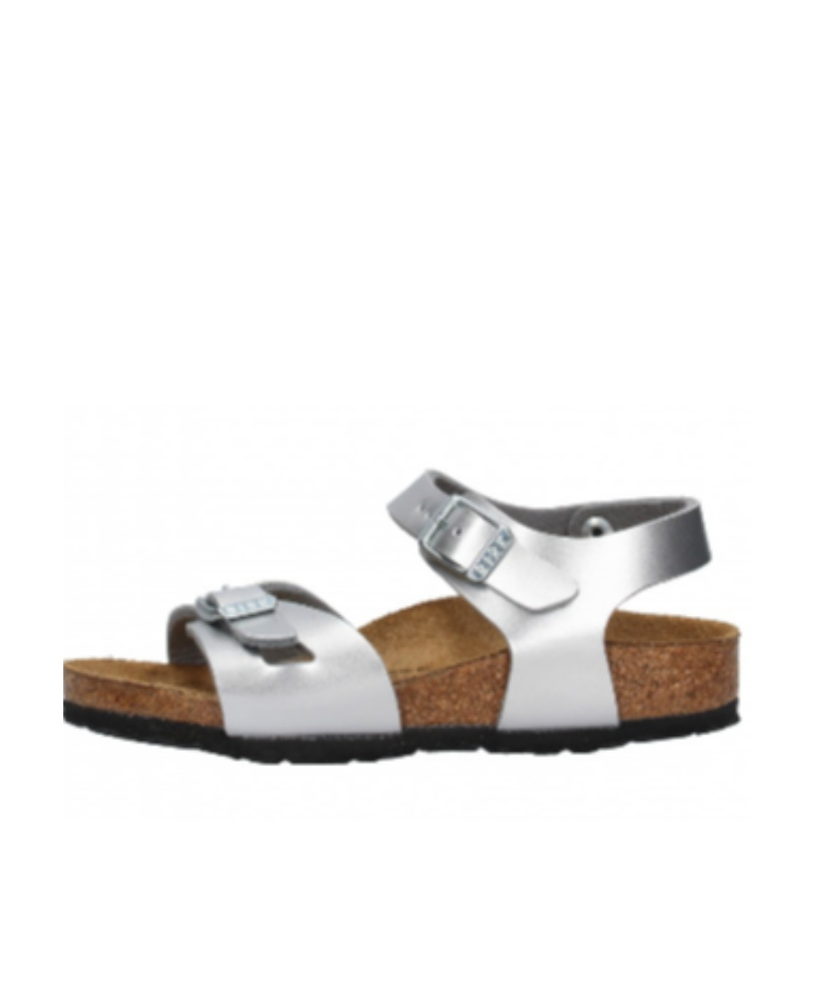 Birkenstock Rio Metallic Sandal In White