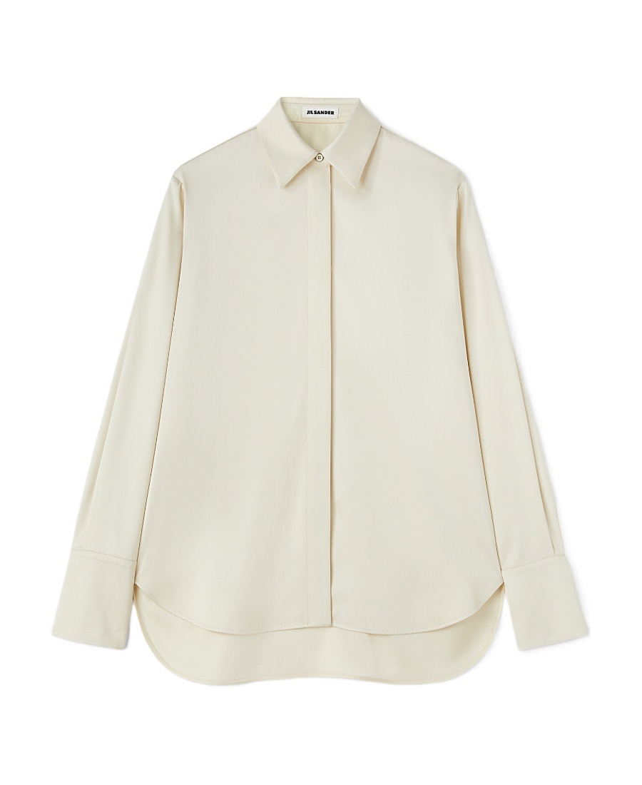 Jil Sander Pointed-collar Satin Shirt In White