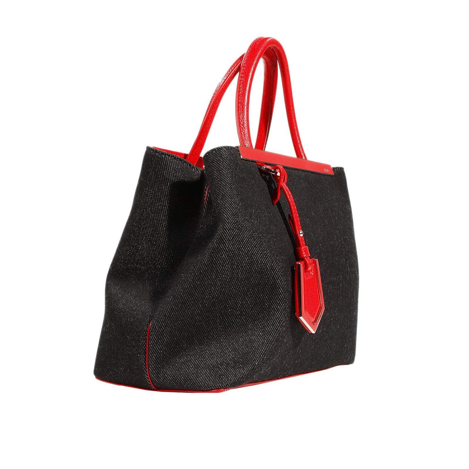 Fendi Logo Details Handbag In Black