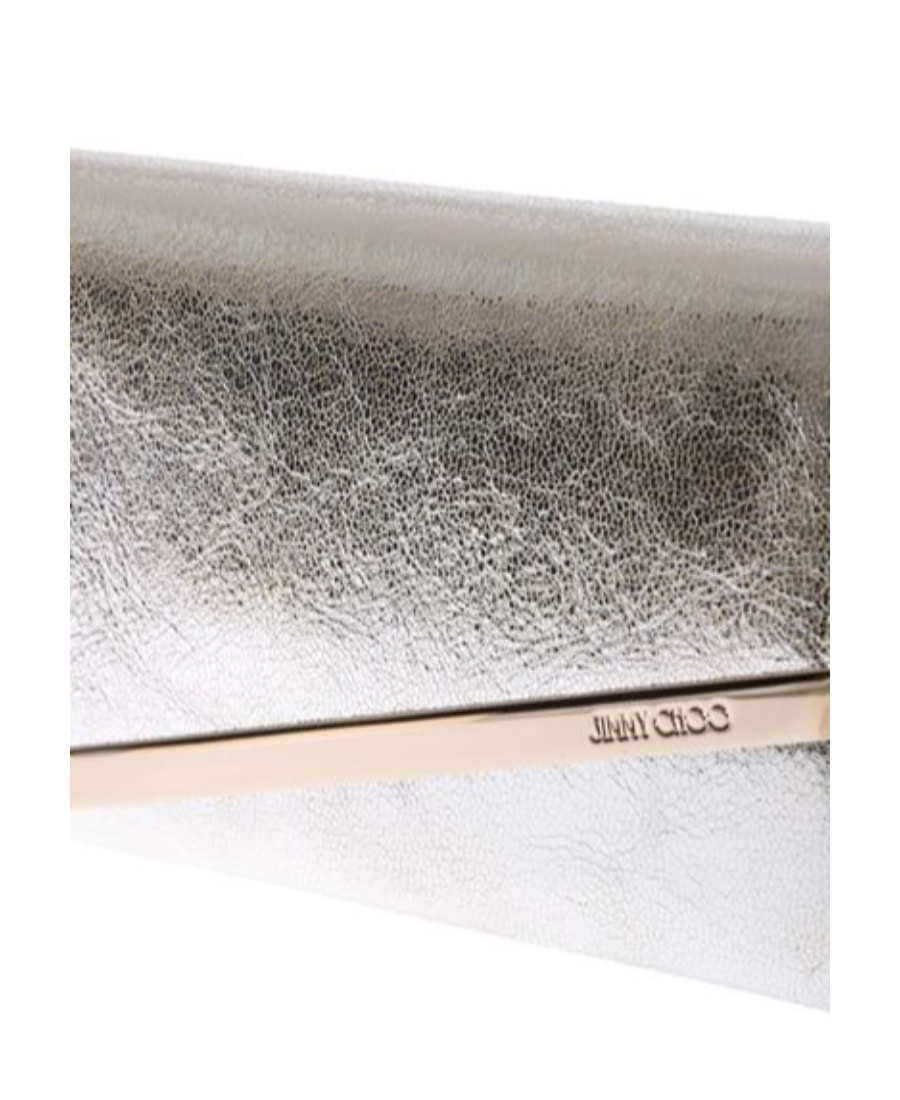 JIMMY CHOO CHAMPAGNE EMMIE LEATHER CLUTCH BAG