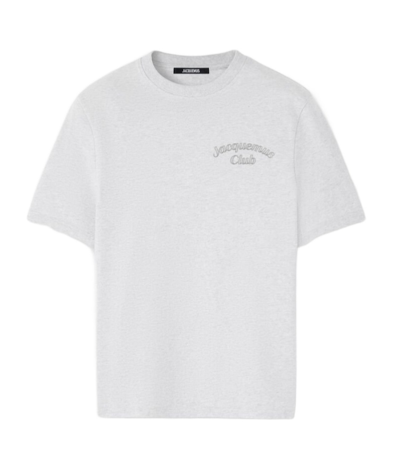 Jacquemus Grey Cotton T-shirt With Embroidered Logo In White