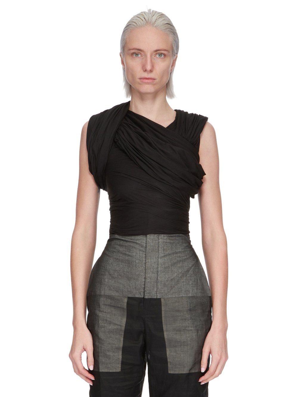 Rick Owens Harness T Draped Top In Black