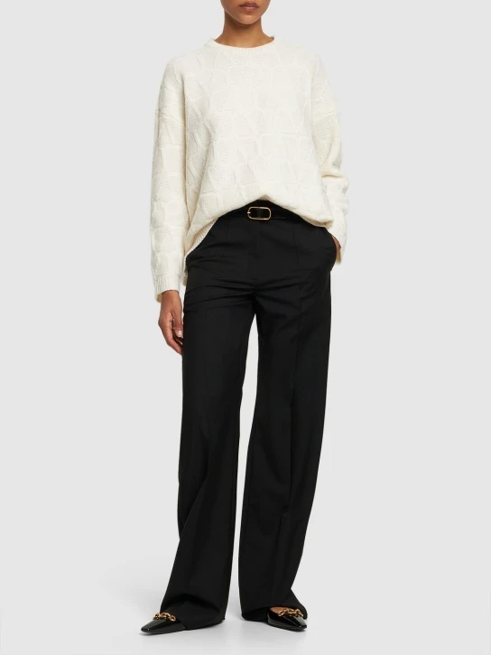 Valentino Virgin Wool Wide-leg Tailored Trousers
