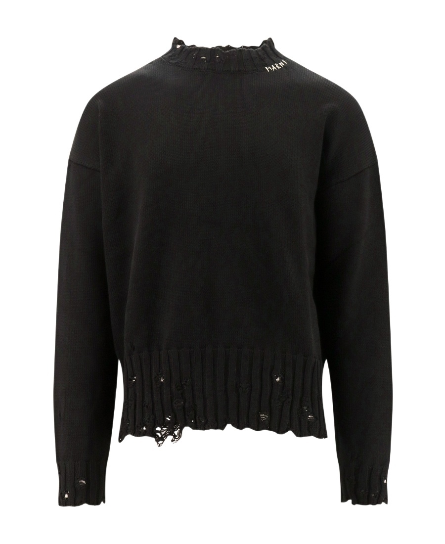 Shop Marni Black Twisted Crewneck Sweater