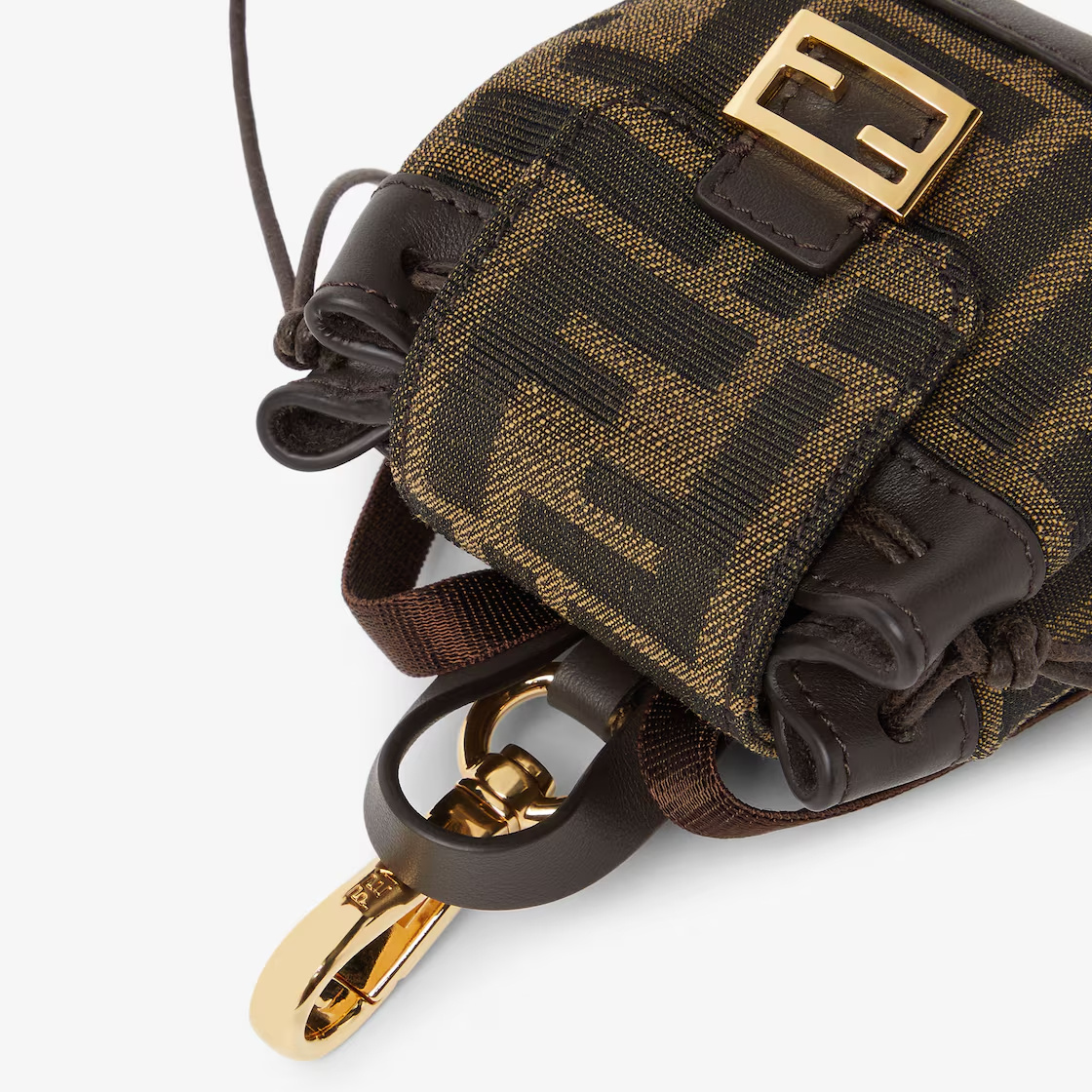 Fendi Nano Backpack Patterned Charm In Brown