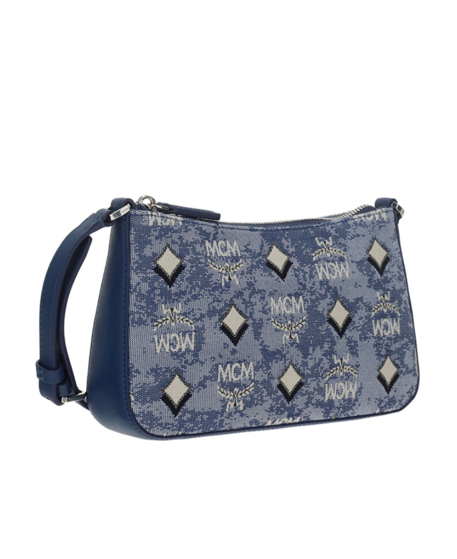 Mcm Logo Shoulder Bag In Gray