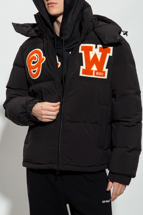 Off-white Logo-patch Puffer Coat In Black