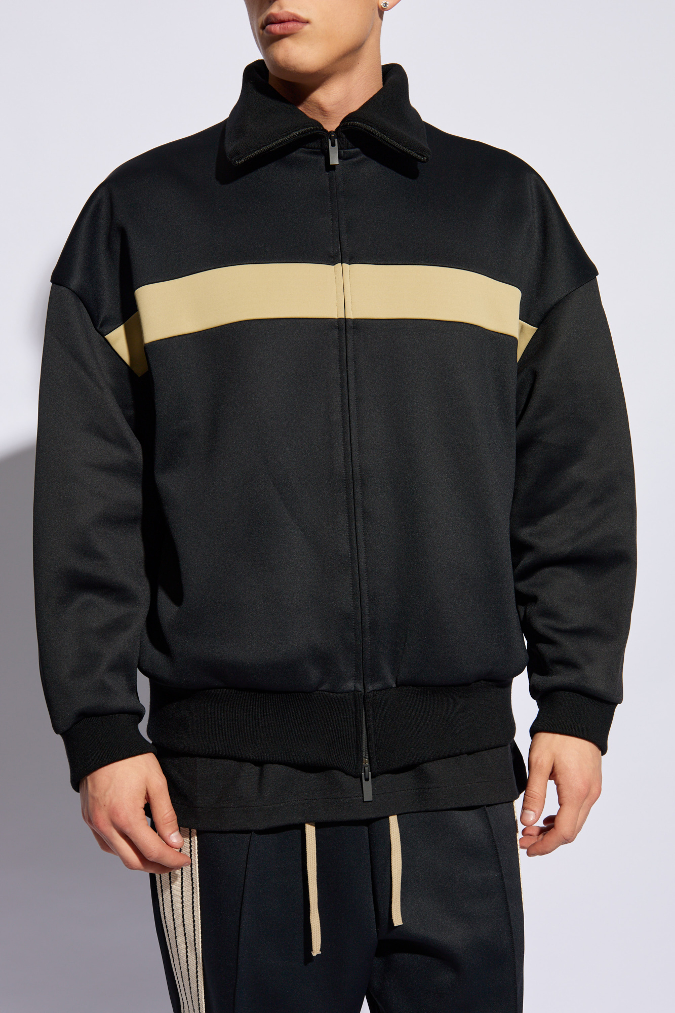 Fear Of God Stripe Zip-up Jacket In Black