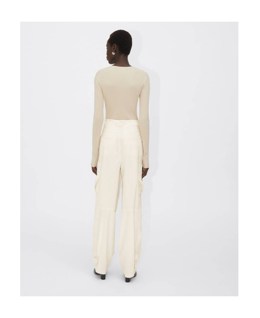 Shop Bottega Veneta Multiple-pocket Wide-leg Trousers In White
