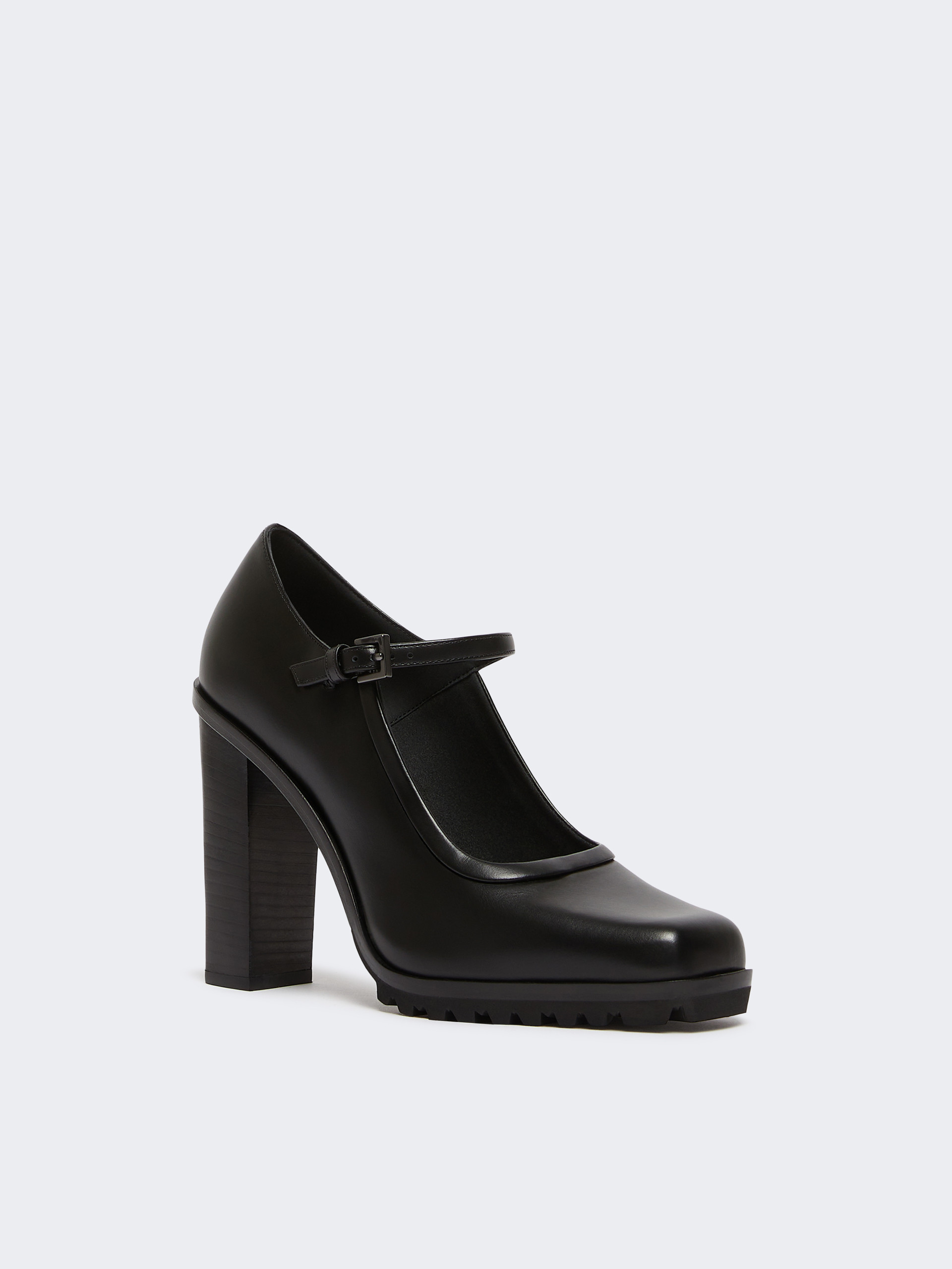 Max Mara Mary Janes In Leather In Black