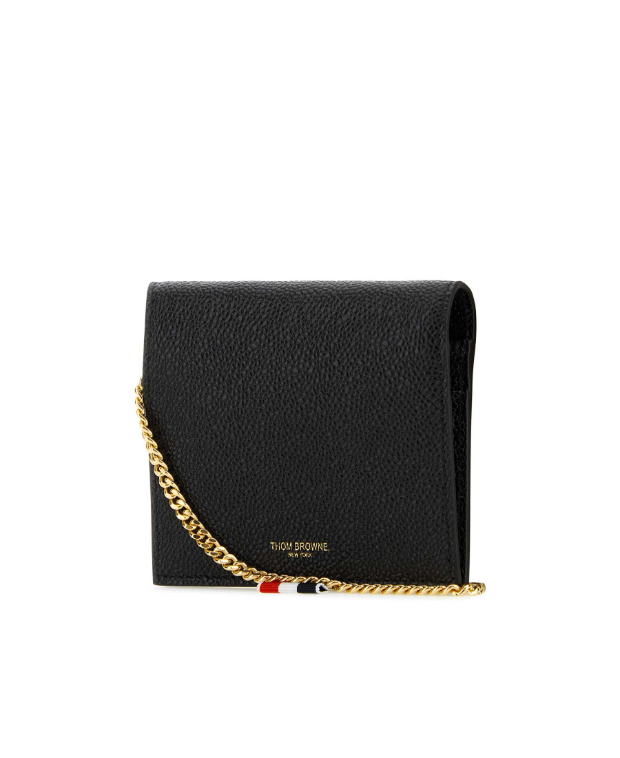Thom Browne Women Black Leather Card Holder In Black