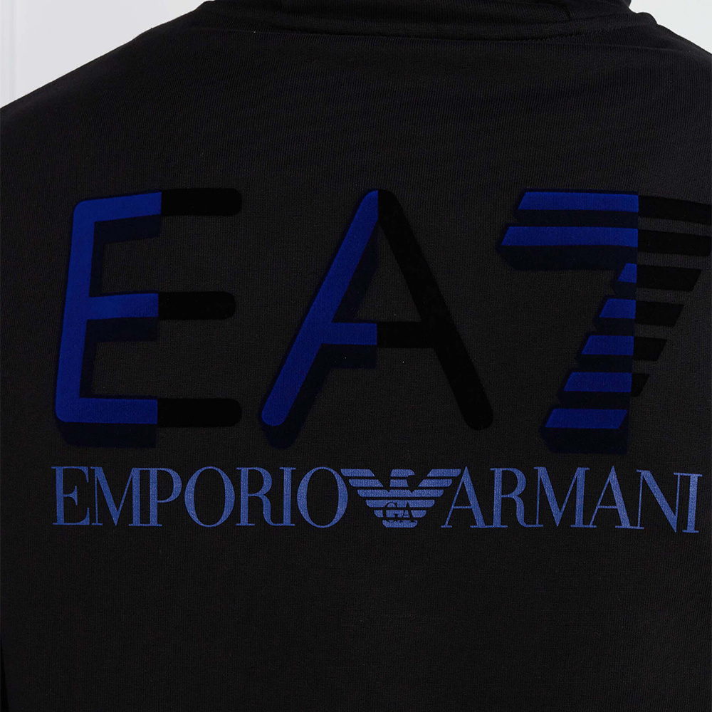 Ea7 Logo Logo Hooded Sweater In Black