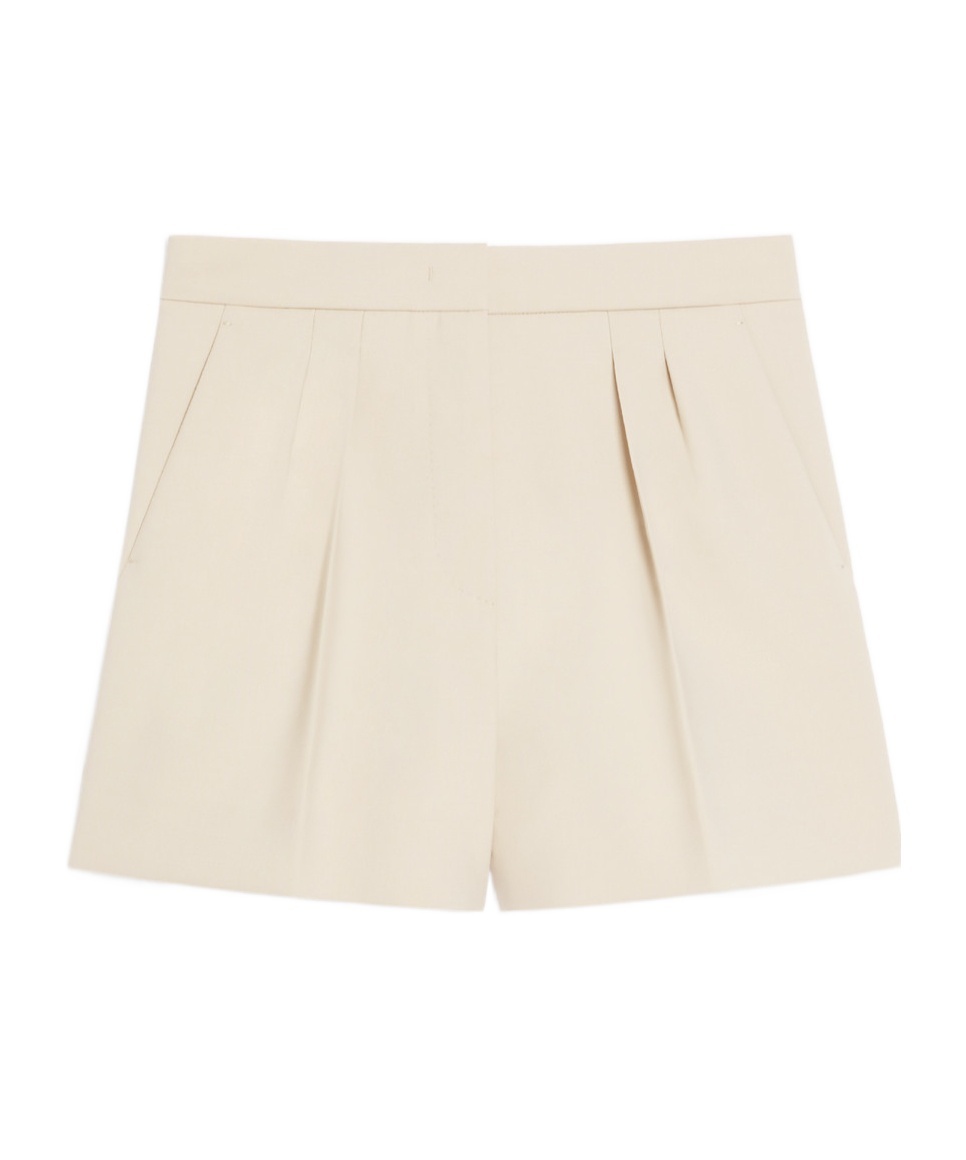 Max Mara Wide-leg Wool Shorts In Nude