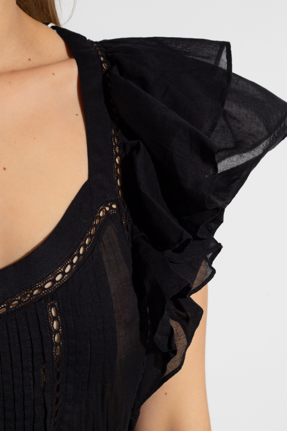 Isabel Marant Étoile Short-sleeve Ruffled Blouse In Black