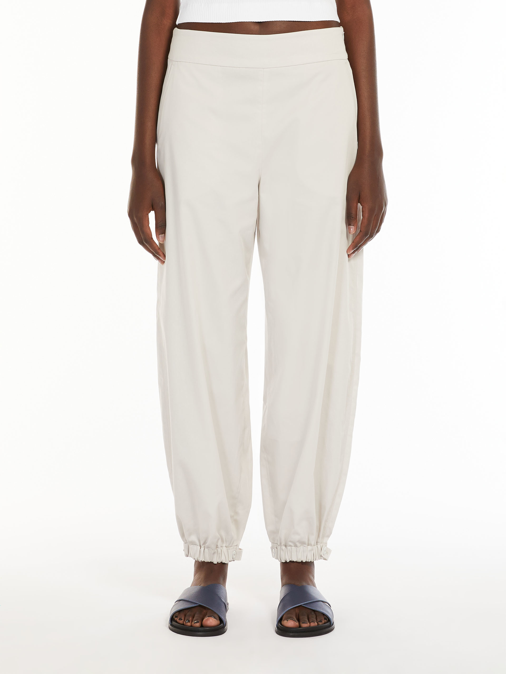 Max Mara Elastic Trouser Leg Casual Pants In White