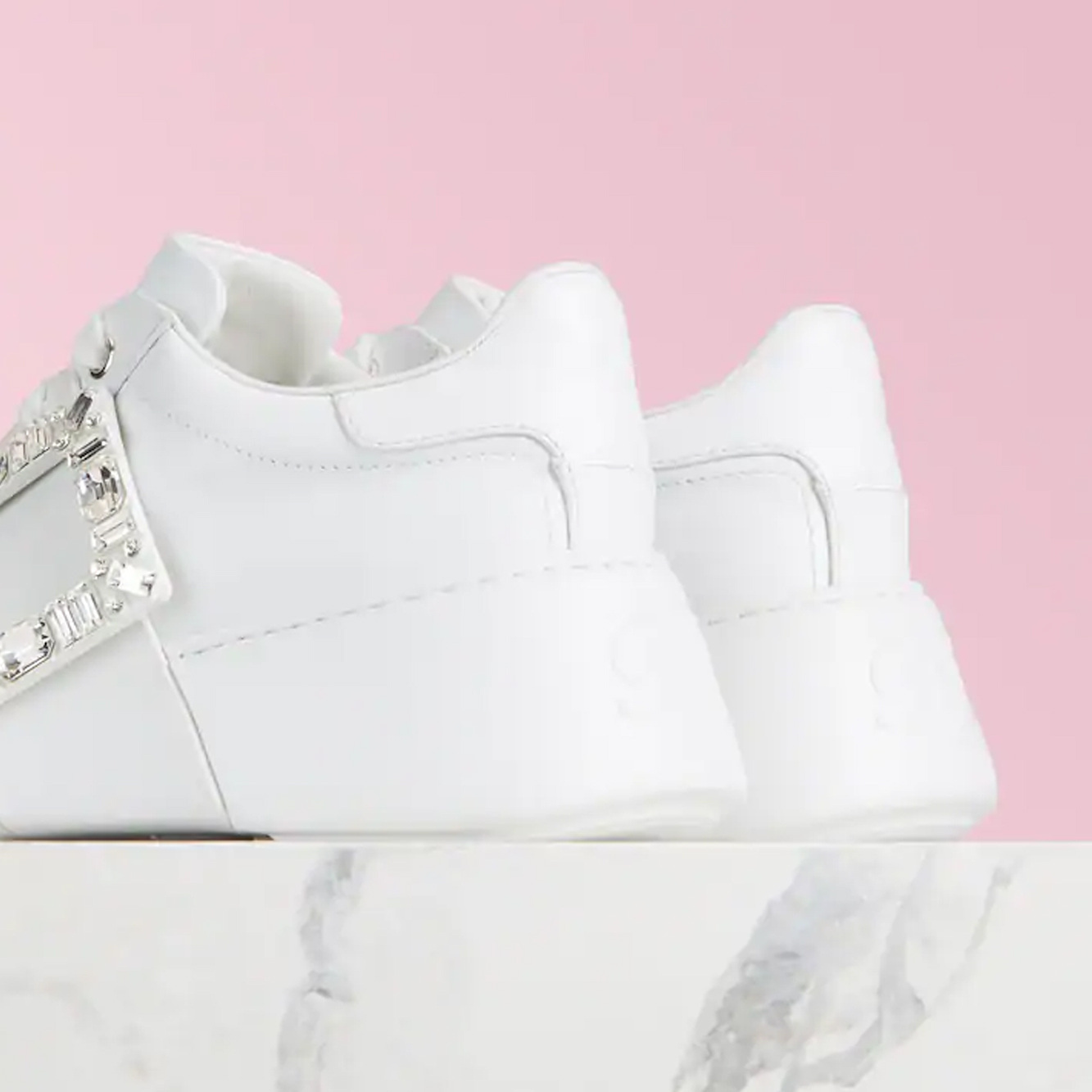 Roger Vivier Crystal-embellished Low-top Sneakers In White