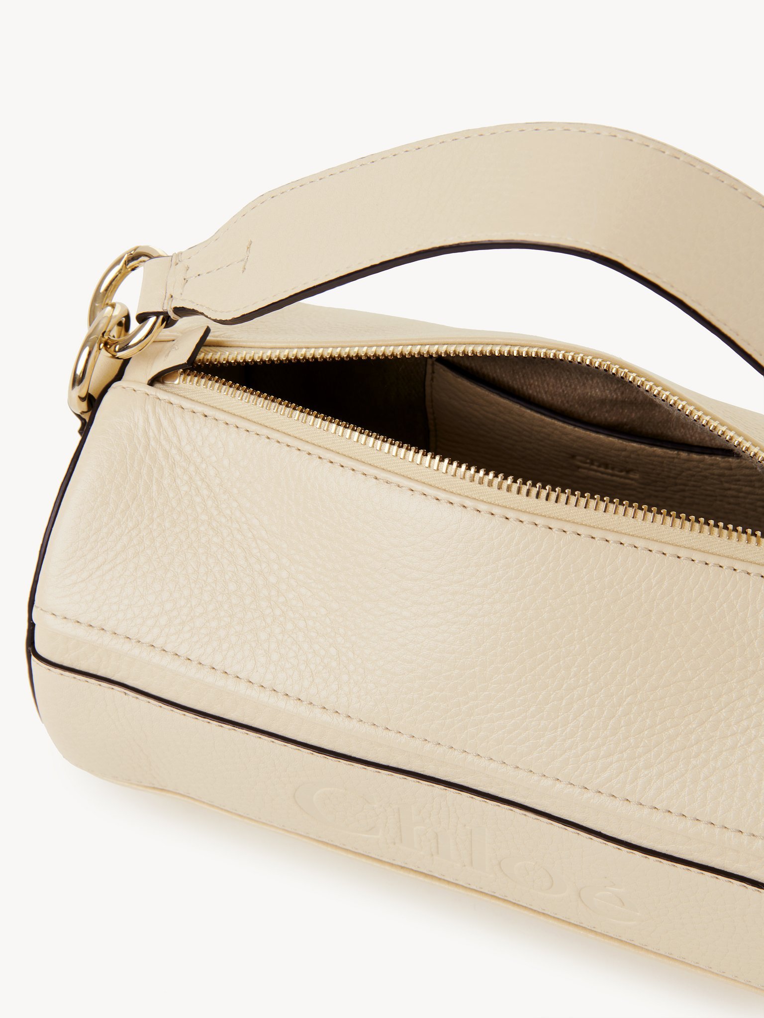 Chloé Chloe Woody Tube Shoulder Bag In Grained Calfskin In Neutral