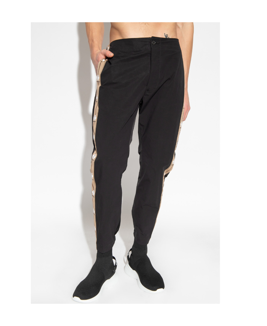 Dsquared2 Logo-tape Tapered Trousers In Black
