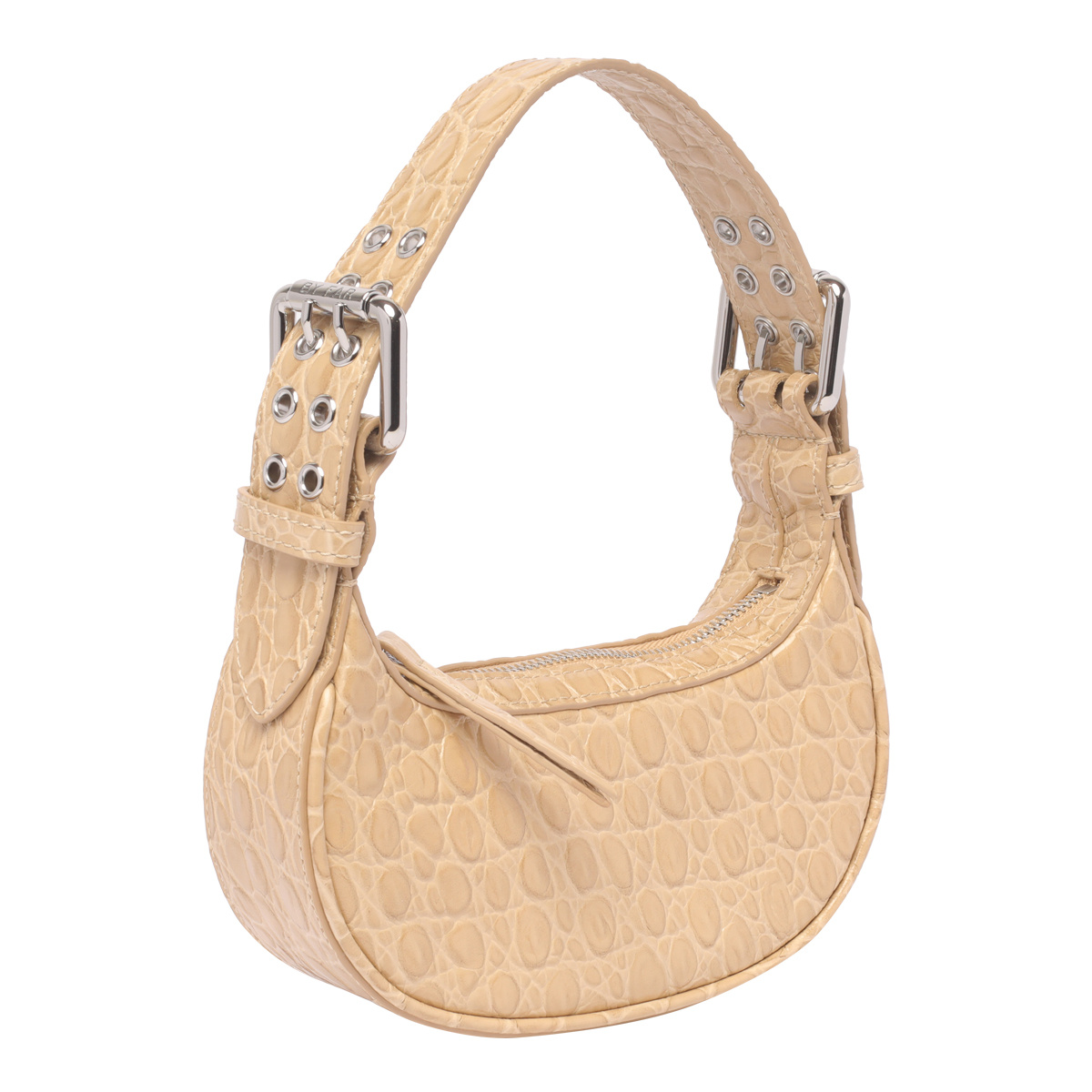 By Far Mini Soho Crocodile-embossed Shoulder Bag In Nude