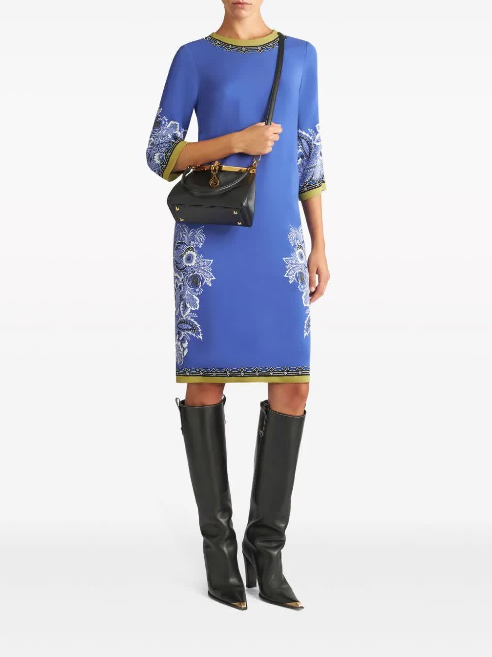 Etro Blue Multicolour Viscose Blend Dress In Blue