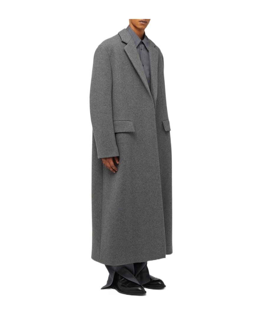 Jil Sander Mens Single-breasted Two-flap-pockets Relaxed-fit Wool Coat Pebble In Black
