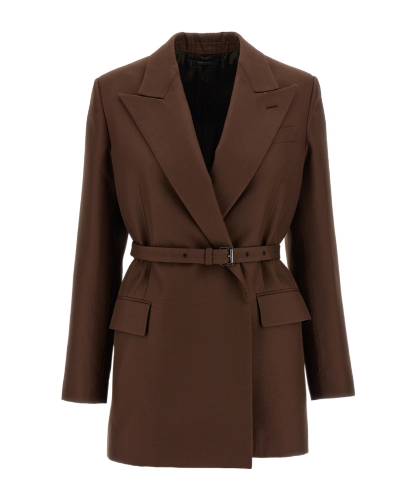 Brioni Prisca Double-breasted Blazer In Brown