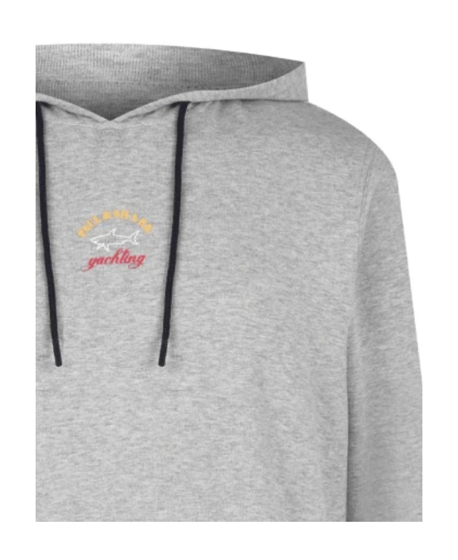 Paul & Shark Logo Printed Hooded Hoodie In Gray