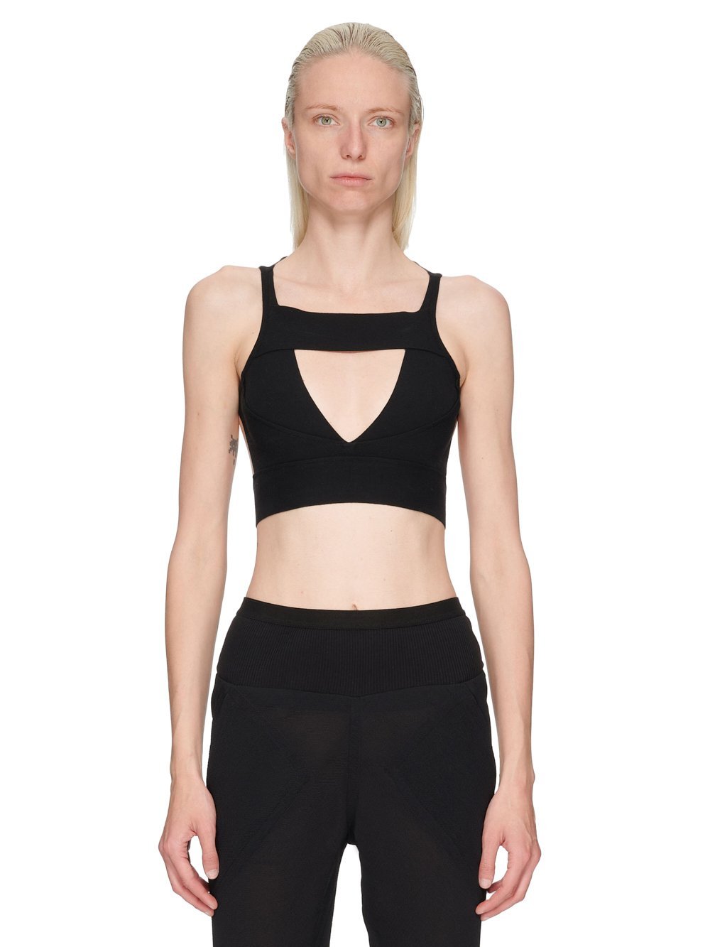 Rick Owens Sling Cut-out V-neck Crop Top In Black