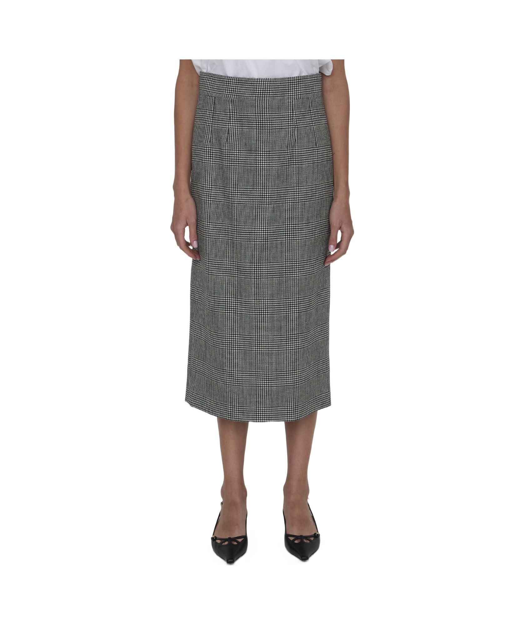 Dolce & Gabbana Houndstooth-pattern Midi Skirt In Gray