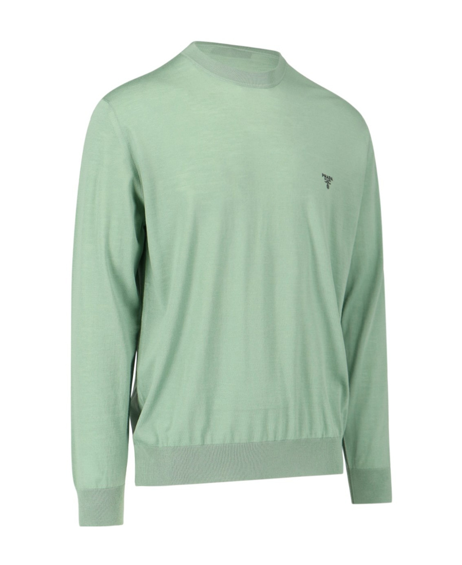 Prada Men Logo Embroidery Sweater In Green