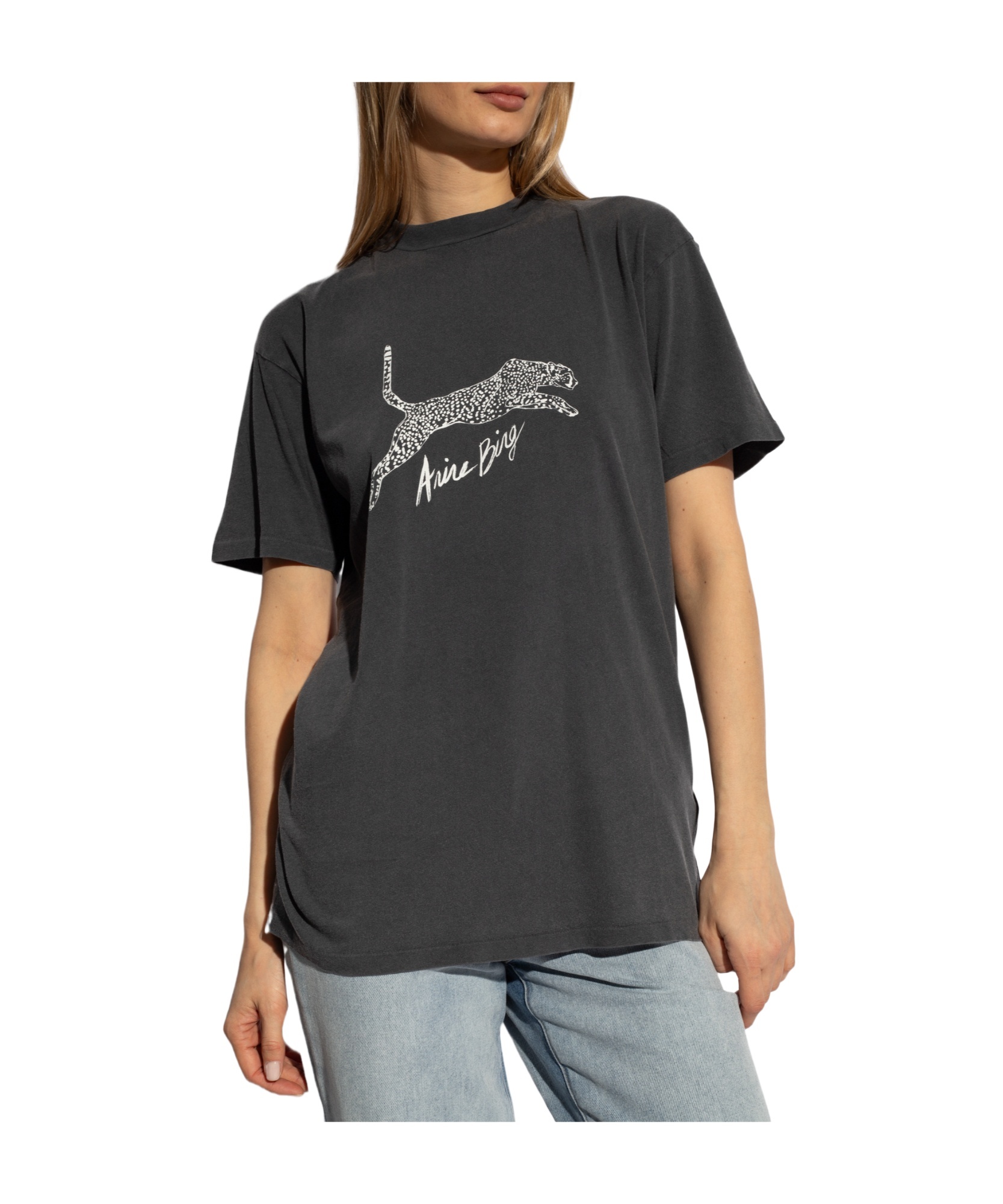 ANINE BING WALKER LEOPARD-LOGO ORGANIC COTTON T-SHIRT