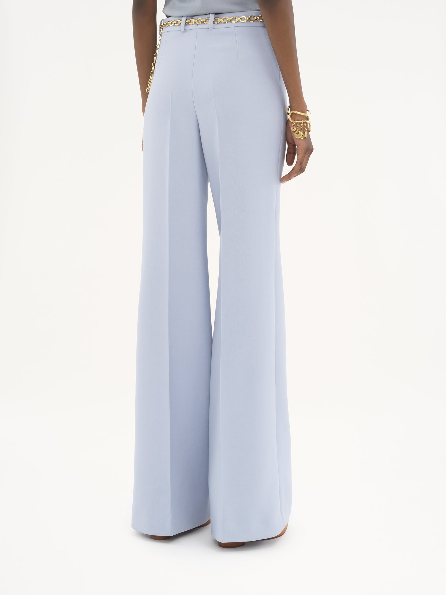 Chloé Chloe Women Pastel Light Blue Crepe Palazzo Pant In White