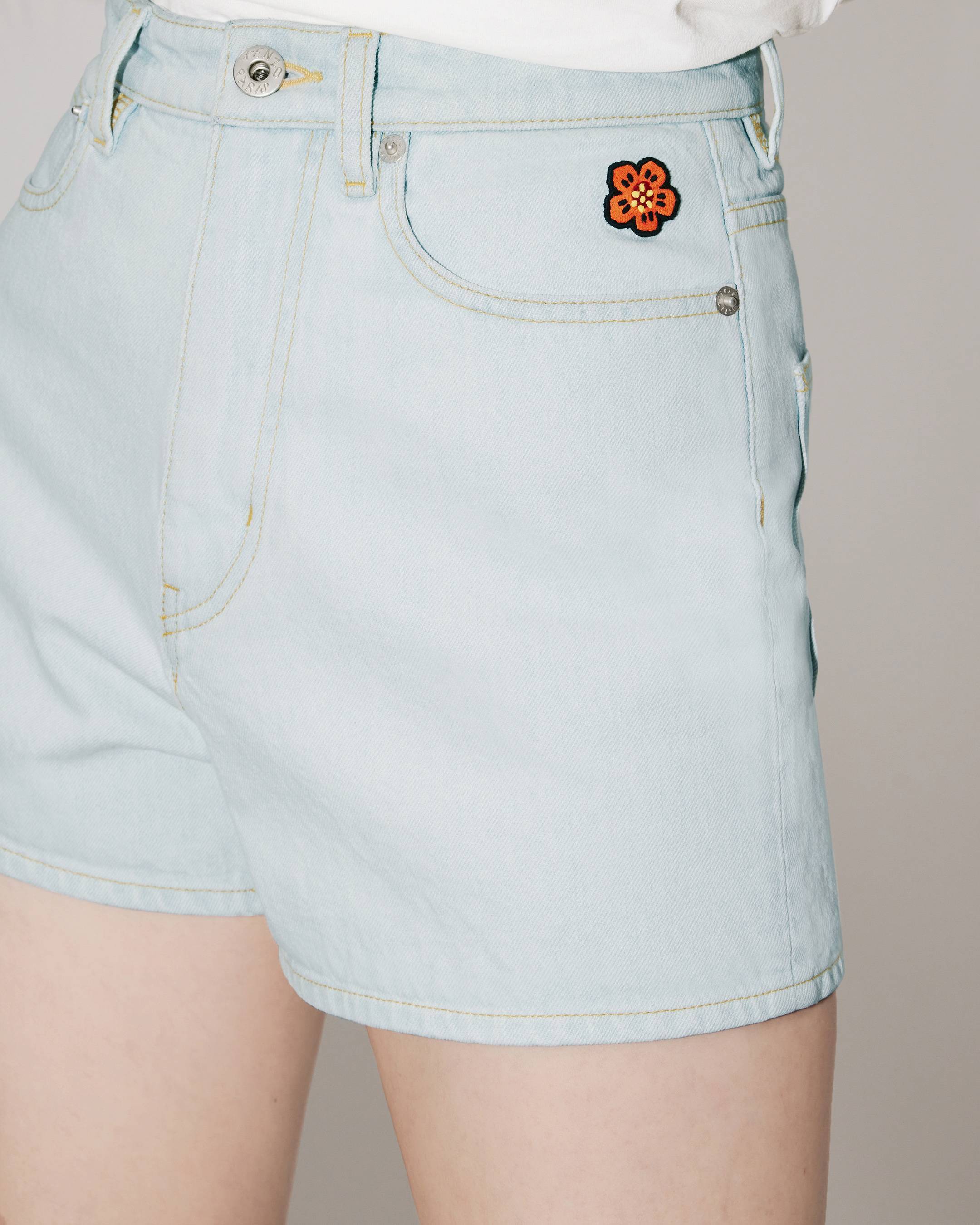 Kenzo Logo Denim Shorts In White
