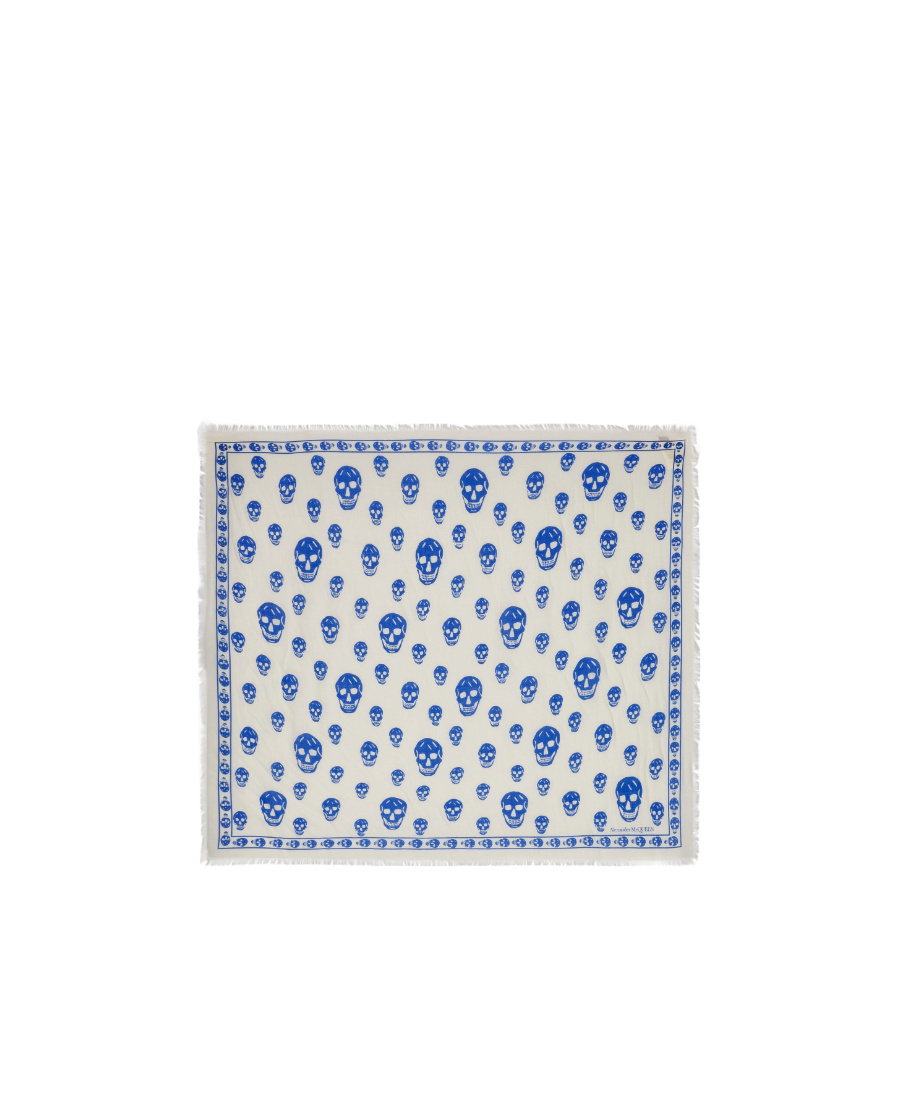 Alexander Mcqueen Skull-print Wool Scarf In White