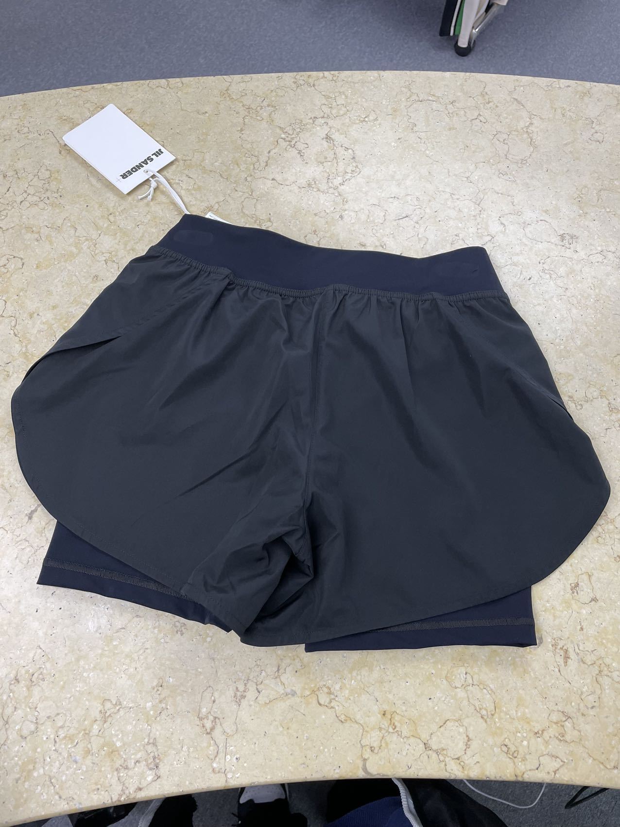 Jil Sander Logo-print Layered Shorts In Black