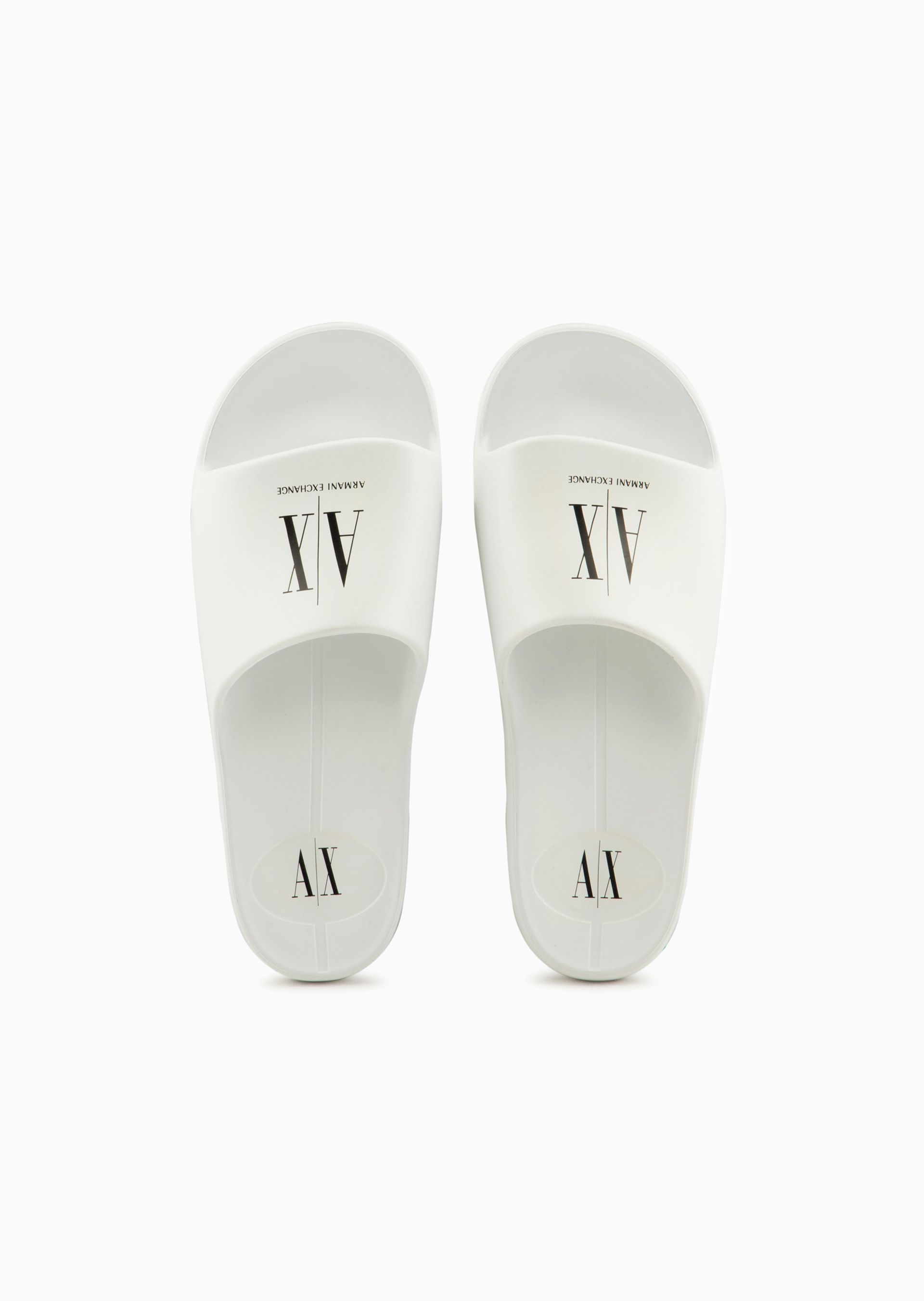 Armani Exchange Logo Slippers In White