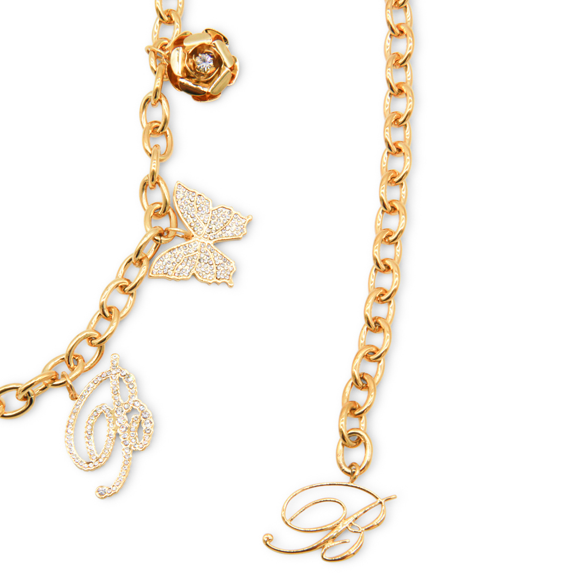 Blumarine Rose-butterfly Chain Belt In Brown