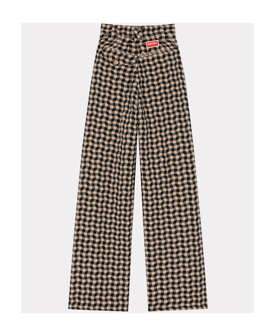 Kenzo Wavy Vichy Straight-leg Trousers In Multicolor