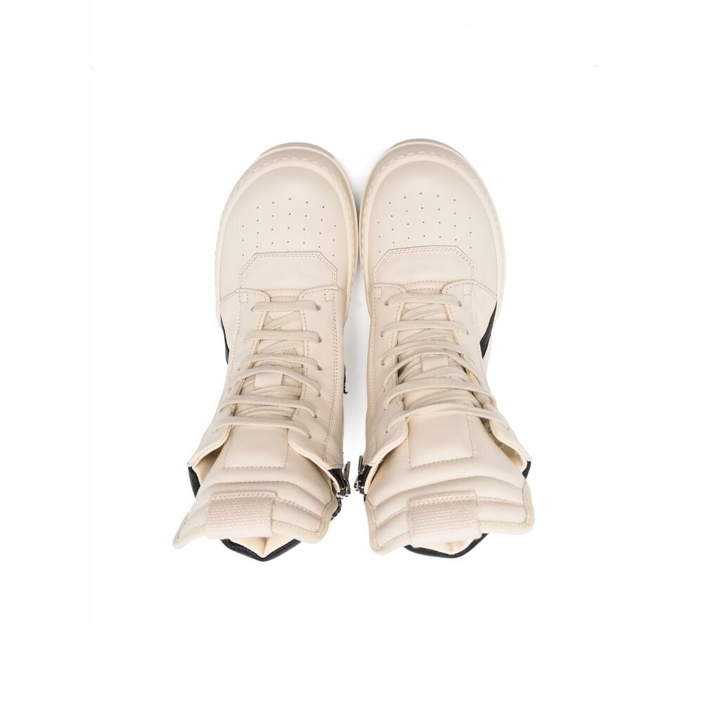 Rick Owens Geobasket Leather High-top Sneakers In White