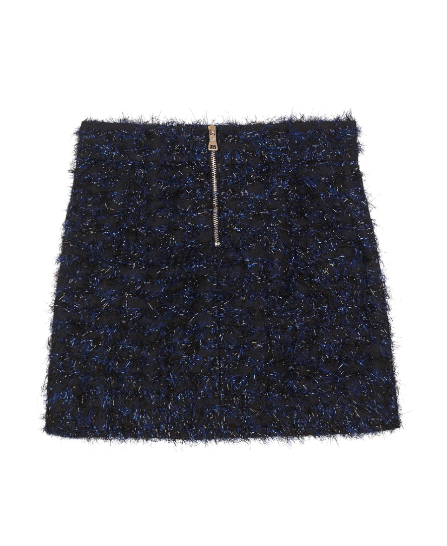 Balmain Tweed Button Skirt In Black
