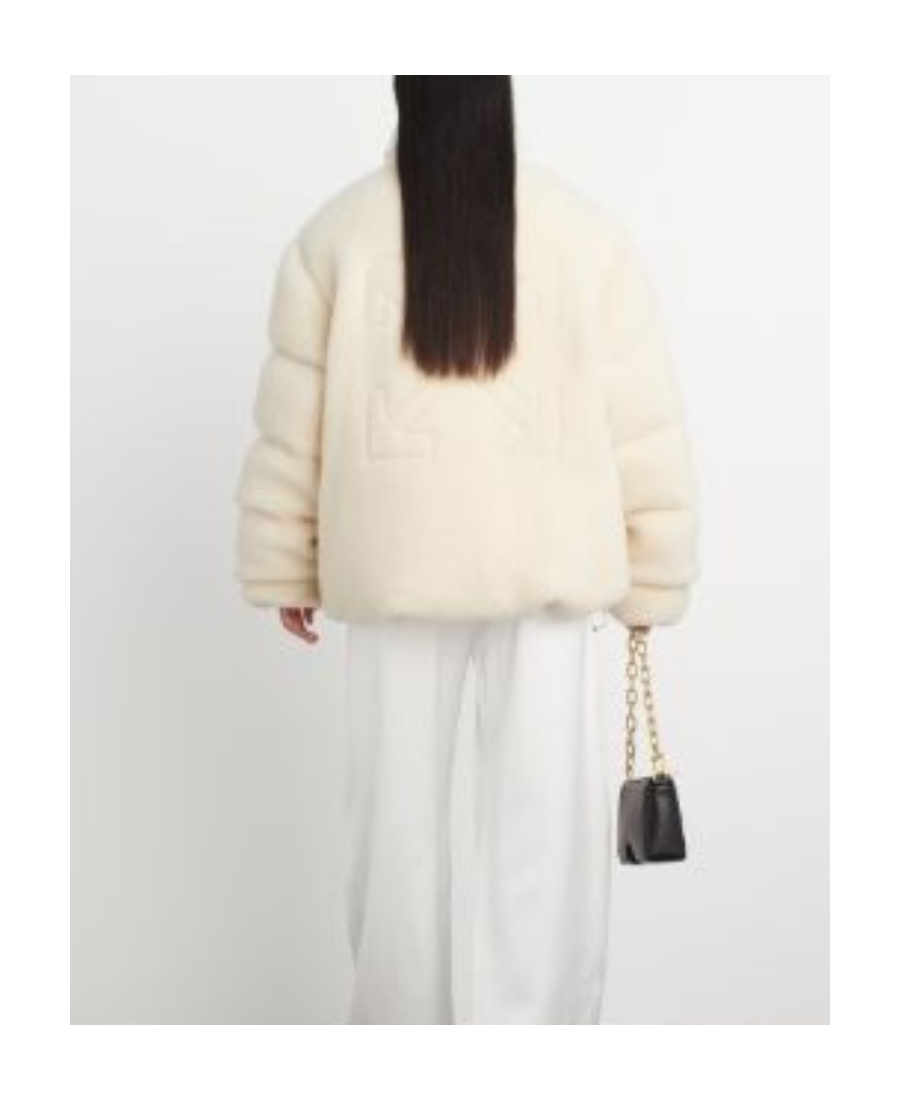 Off-white Arrows Fleece-texture Puffer Jacket In Nude