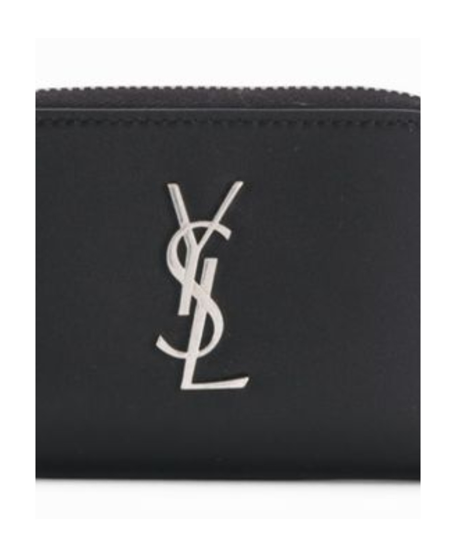 Saint Laurent Ysl Logo Zipped Purse In Black