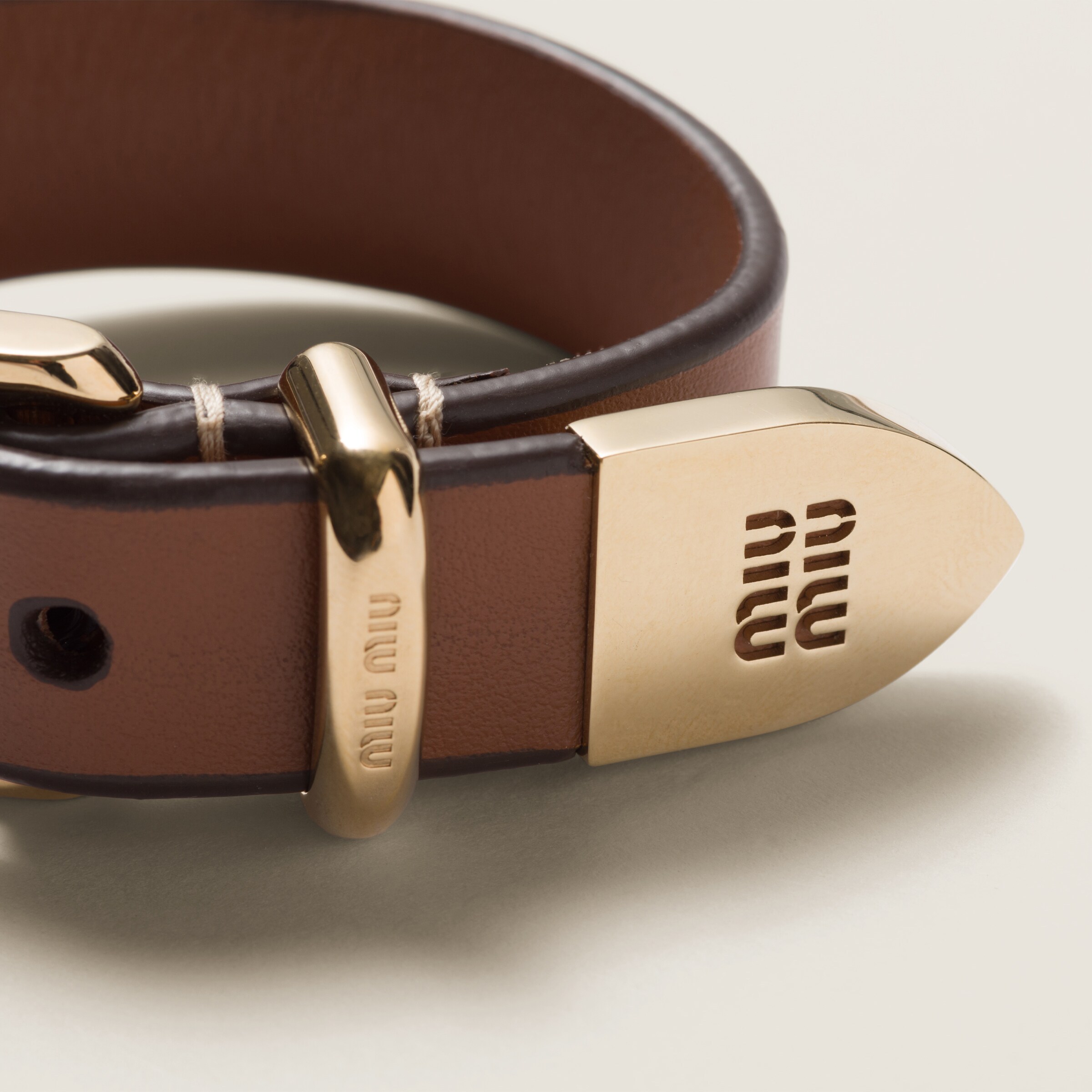 Miu Miu Leather Bracelet In Yellow