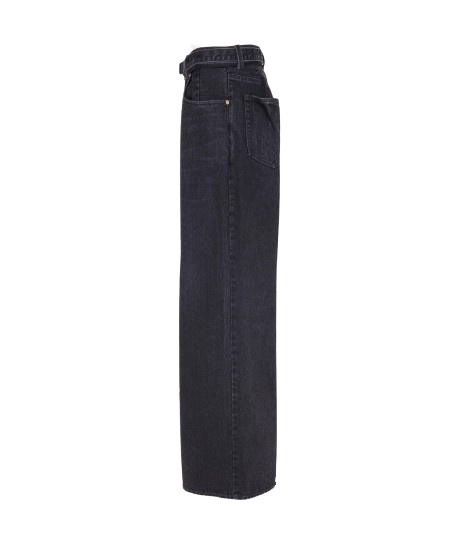 Sacai Wide-leg Belted Jeans In Black