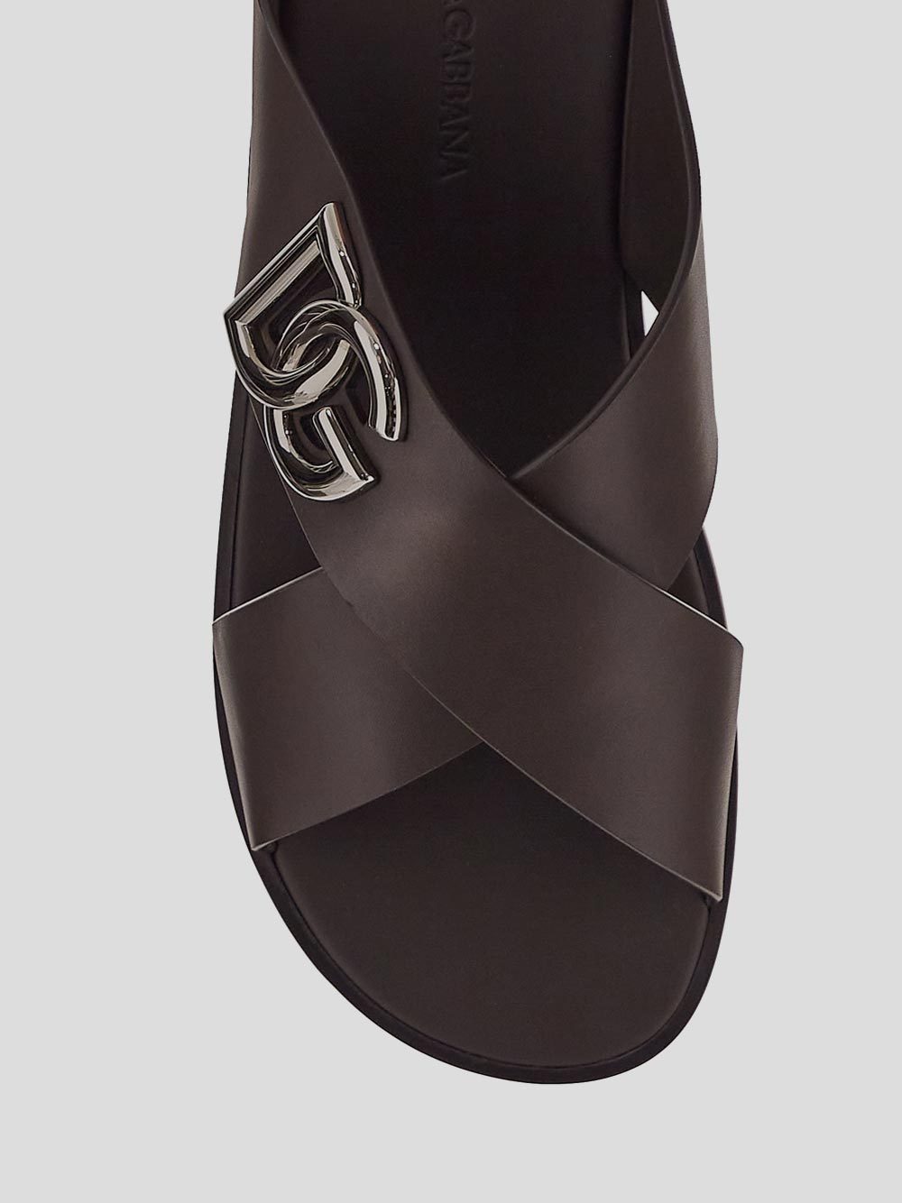 Shop Dolce & Gabbana Logo-plaque Leather Sandals In Black