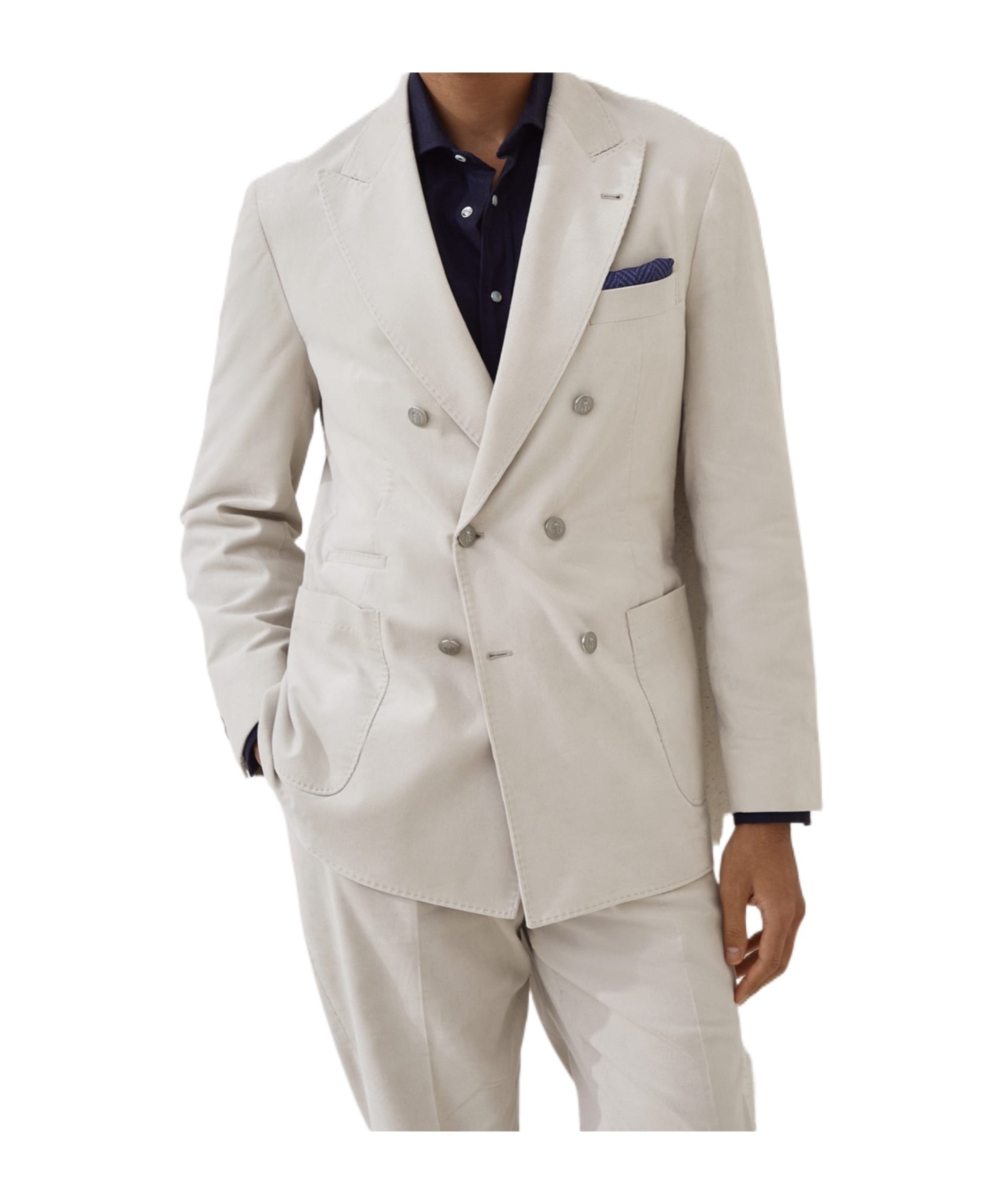Brunello Cucinelli Double-breasted Blazer In Ivory White