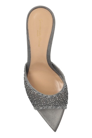 Gianvito Rossi 85mm Rania Crystal-embellished Heeled Mules In Gray
