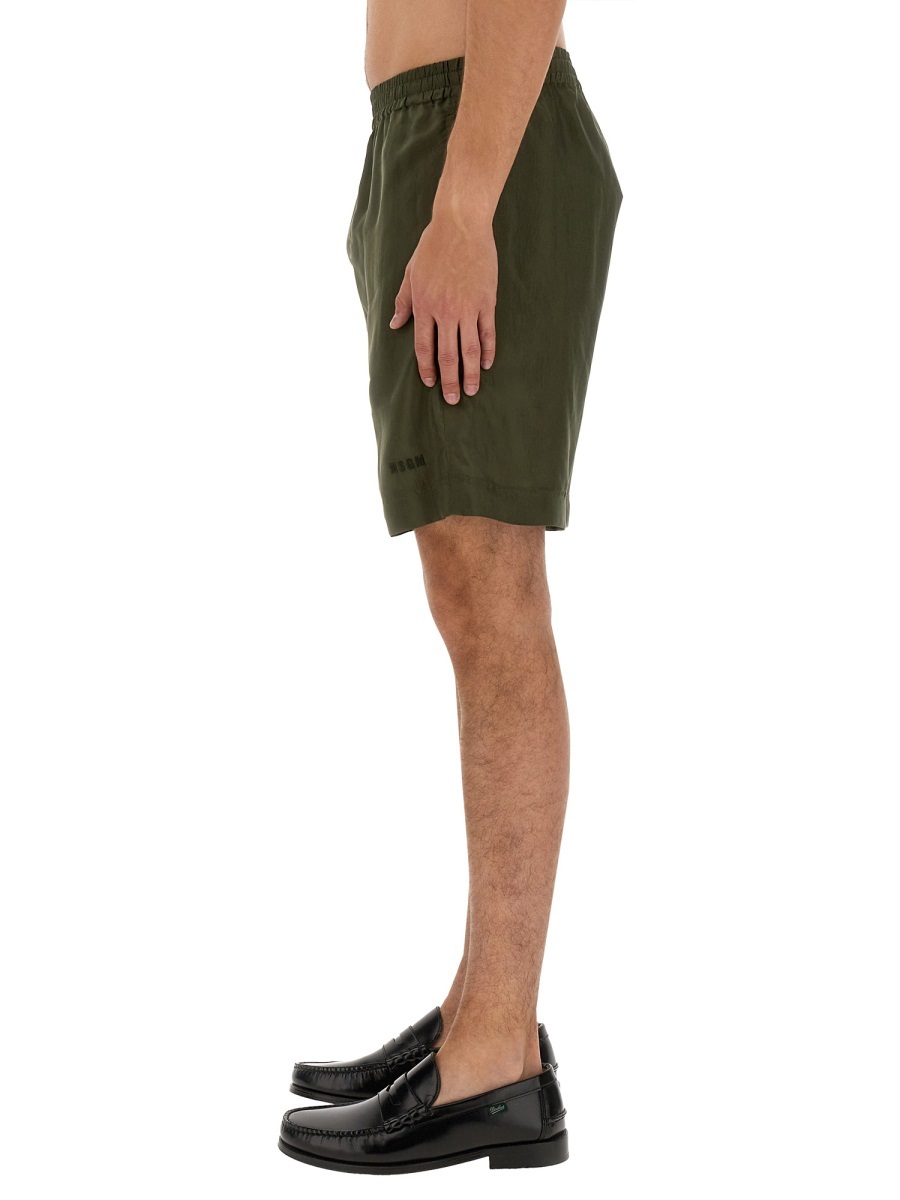 Msgm Elastic Waistband Cupro Bermuda Shorts In Multicolor